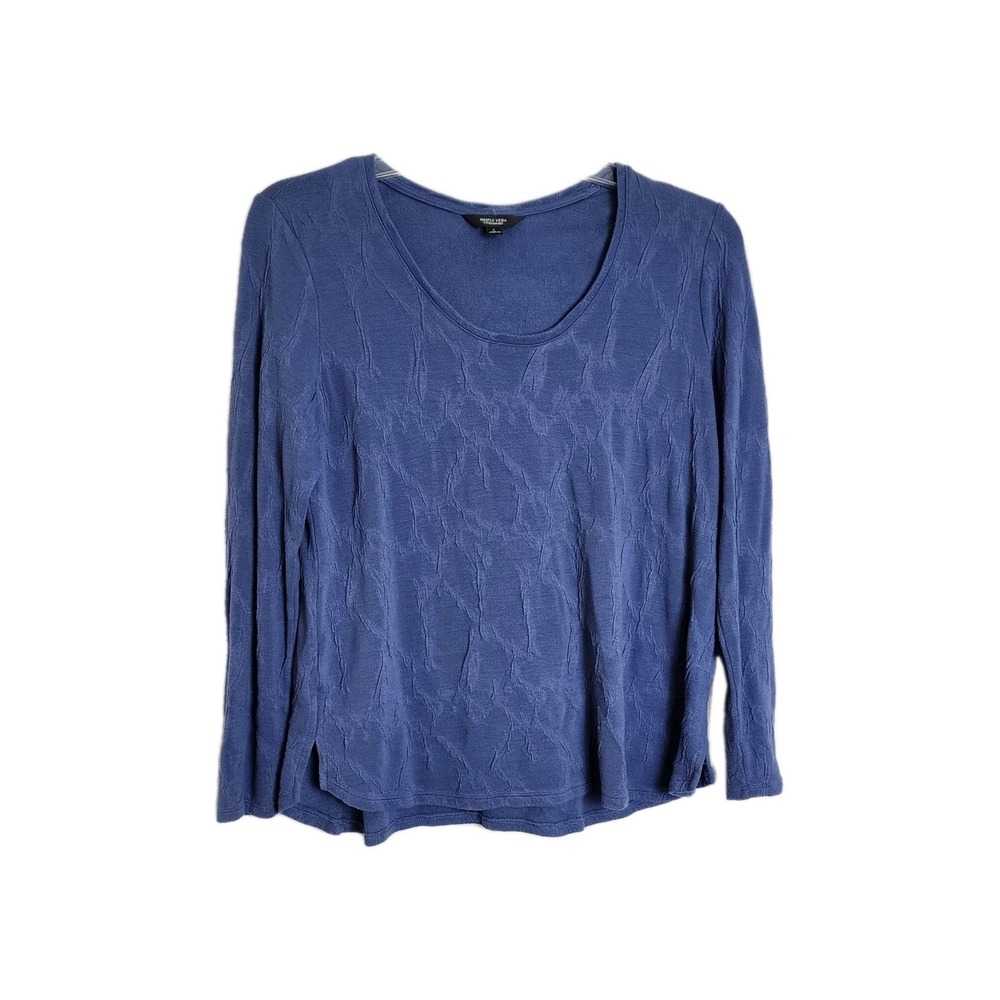 Simply Vera Vera Wang Women's Large Navy Blue Long Sleeve Textured‎ Pullover Top